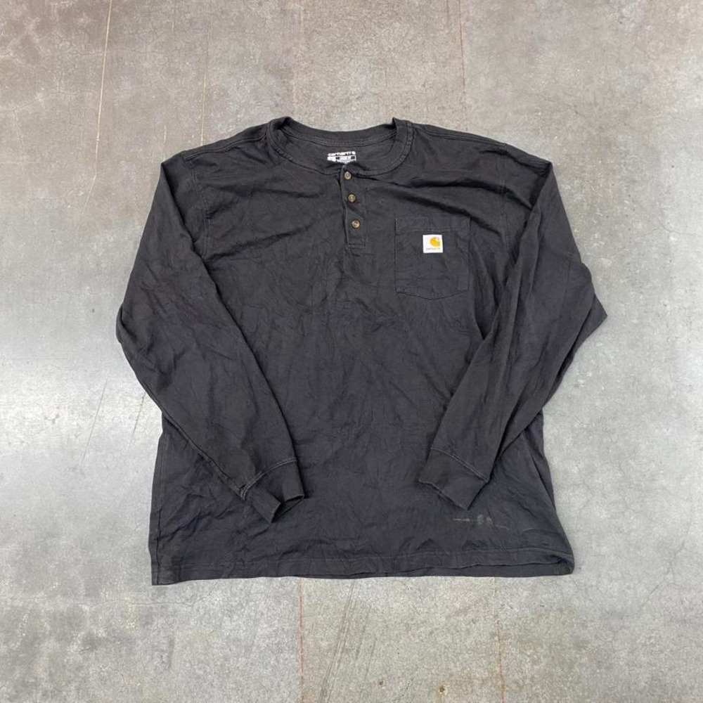 Carhartt Loose Fit Long Sleeve Henley‎ Shirt Black Men's XL Workwear